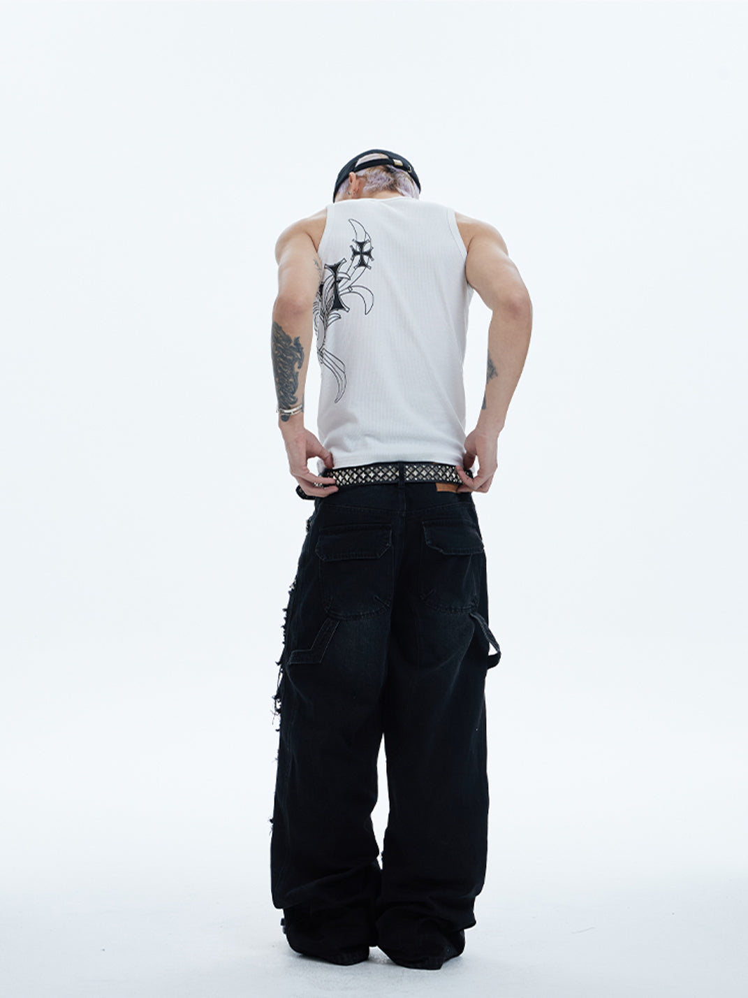 DND4DES | Distressed Patchwork Gem Baggy Jeans - PSYLOS 1, DND4DES | Distressed Patchwork Gem Baggy Jeans, Pants, DND4DES•JAPAN, PSYLOS 1